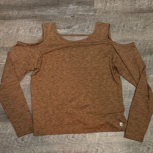 Born Primitive Heathered Caramel Cold Shoulder, Open Back Women's Top M